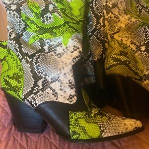 Black and green cowboy boots